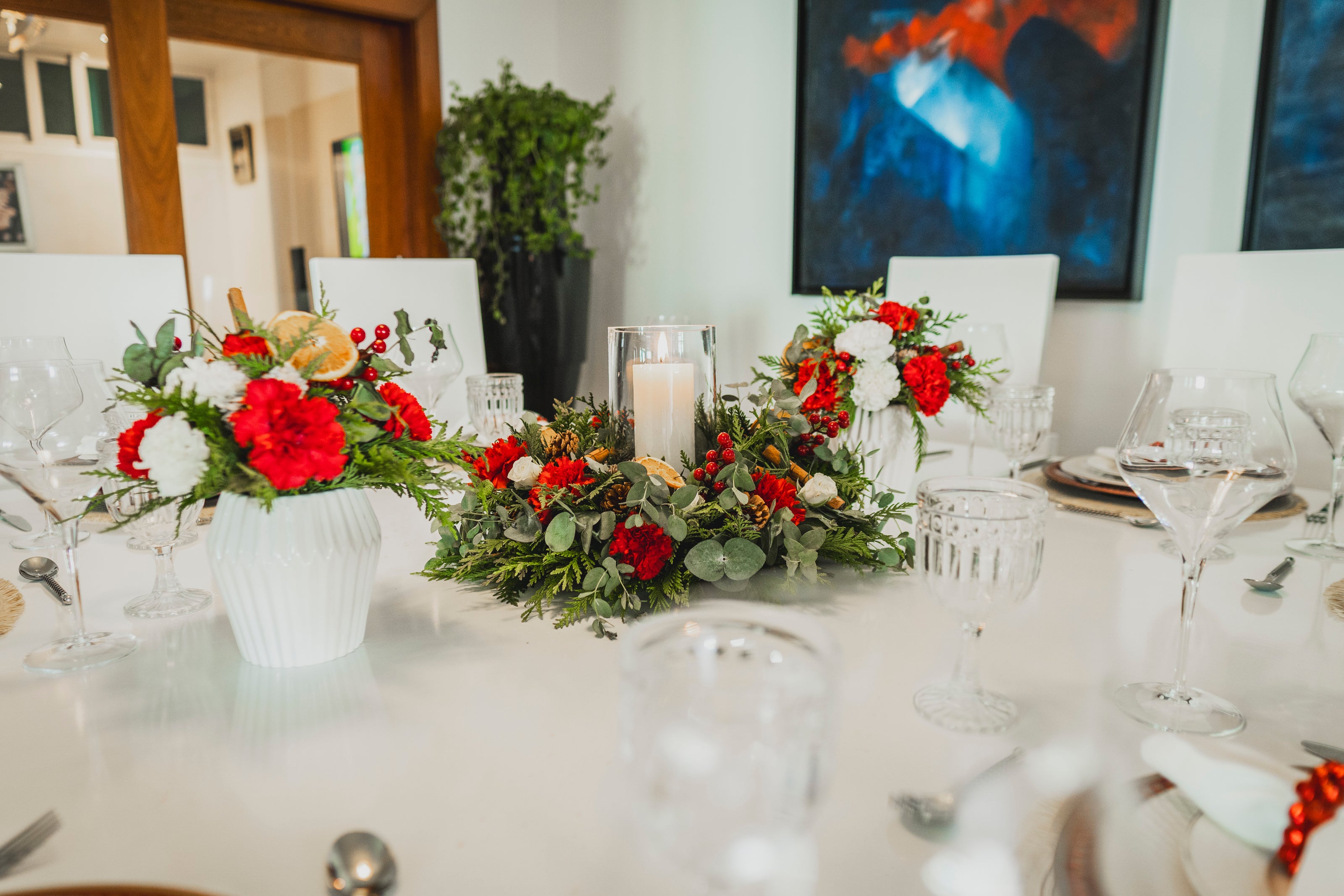 Centro de Mesa Circular con Vela