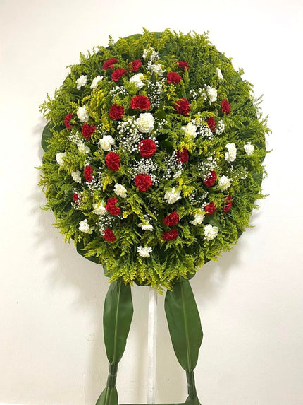 Corona de Claveles Rojos y Blancos