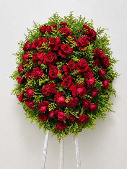 Corona de Rosas Rojas – Descanso en Paz