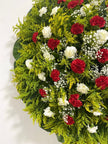 Corona de Claveles Rojos y Blancos