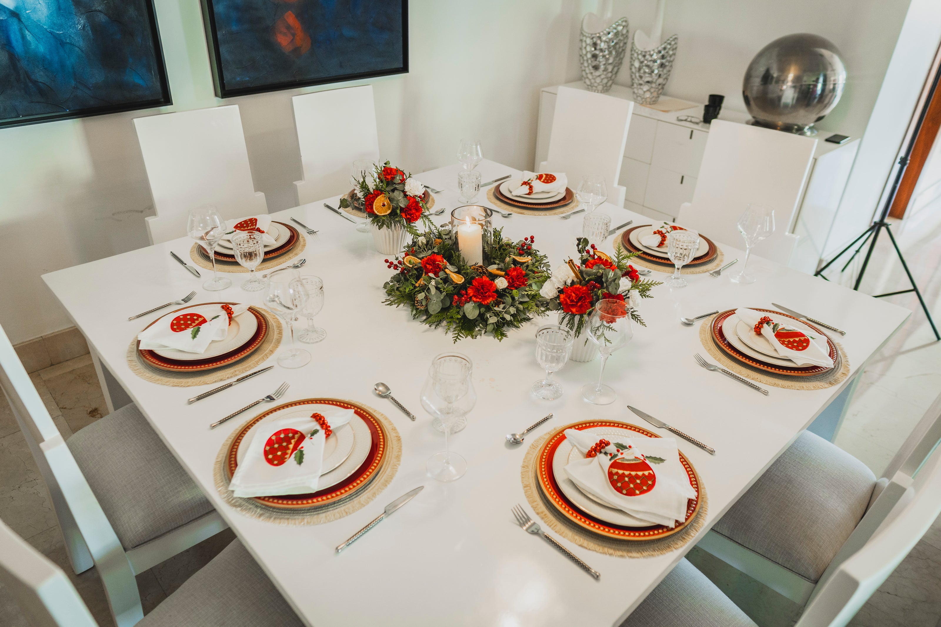 Centro de Mesa Circular con Vela