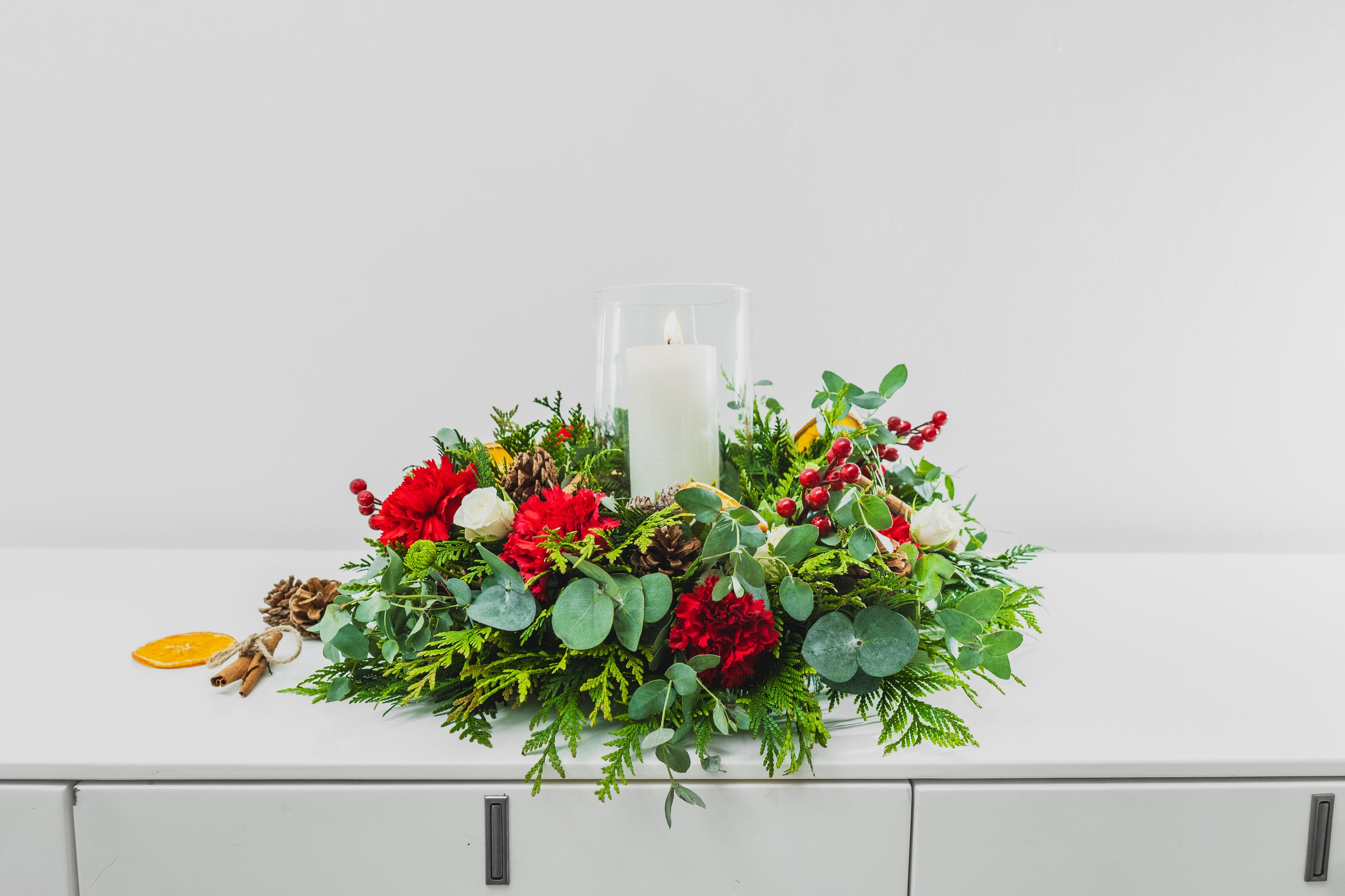 Centro de Mesa Circular con Vela