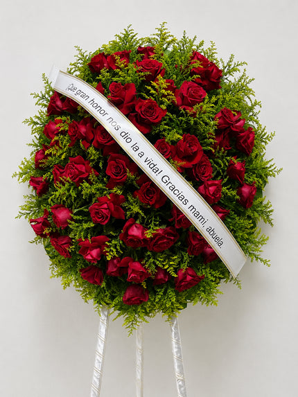 Corona de Rosas Rojas – Descanso en Paz